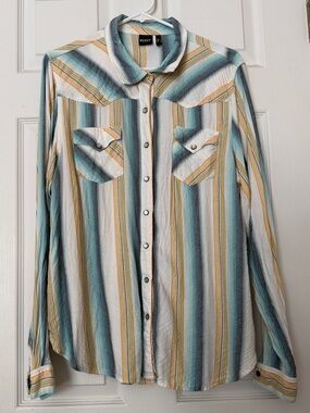 Cruel Denim XXL Serape Stripe Western Yoke Snap Front Shirt